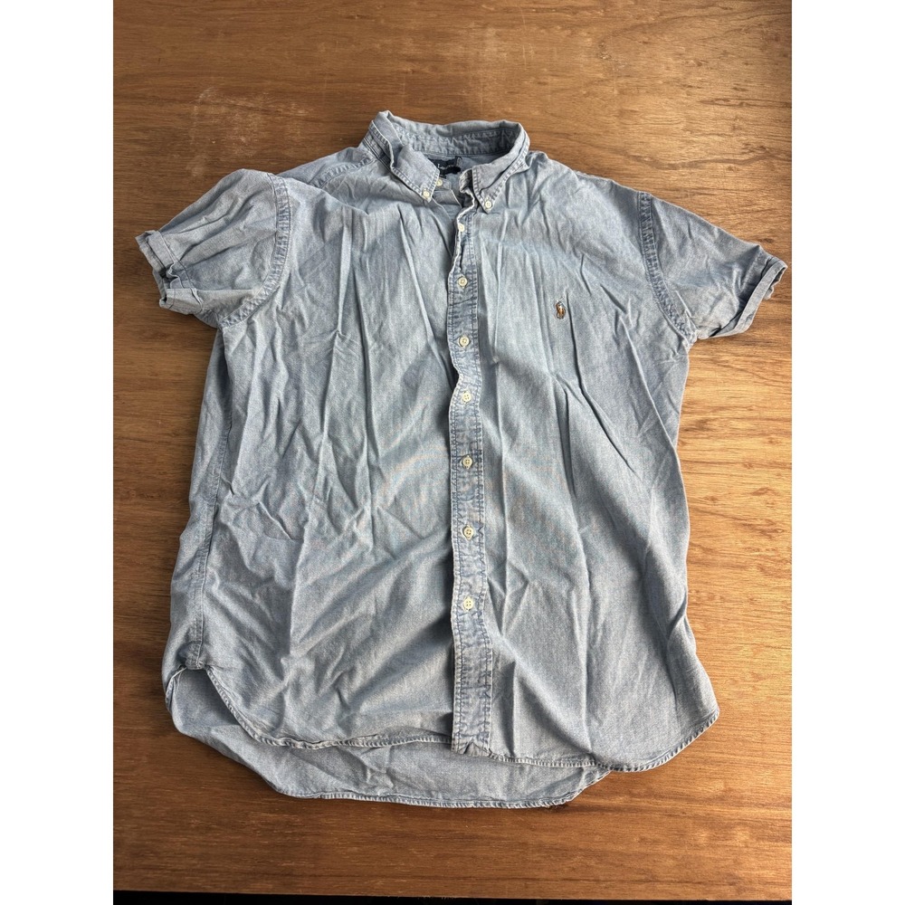 Ralph Lauren Shirt Mens‎ Big 2X Blue Chambray Short Sleeve Button Down Casual